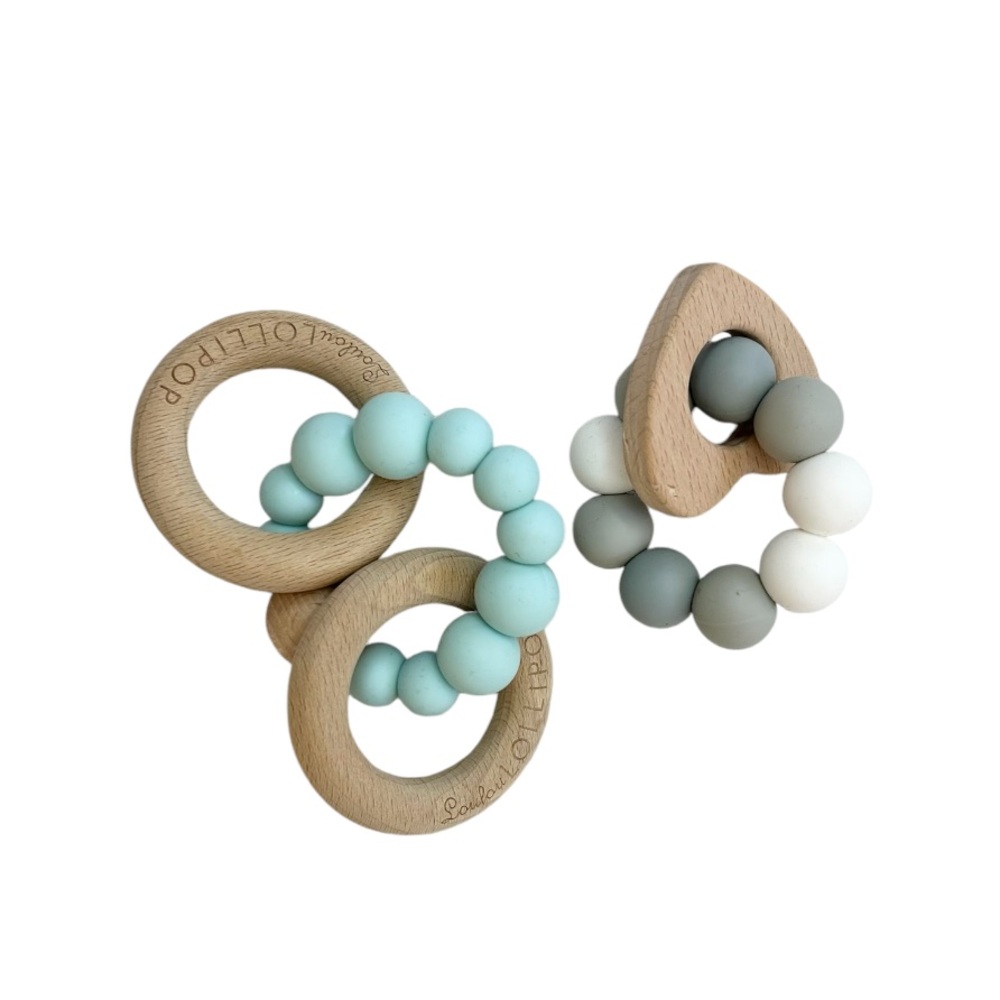 Loulou Lollipop Bubble Silicone and Wood Rattle